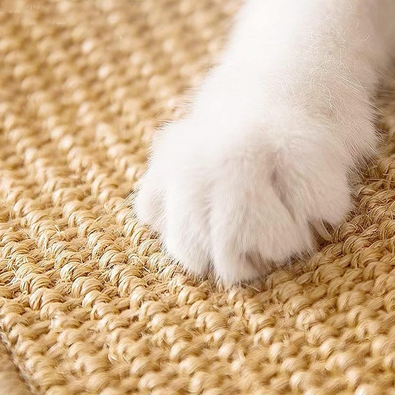 pingping-go Cat Scratch Mat,23.6 X 15.7 Inch, Natural Sisal Cat Scratching Mat with Jute Border,Protect Sofas, Carpets,Floor, and cat Paws,Beige - Image 2